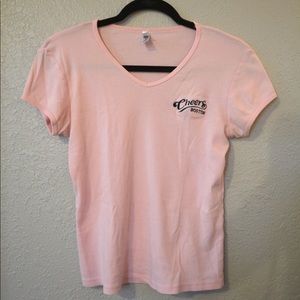 Pink “Cheers Boston” V-Neck Shirt